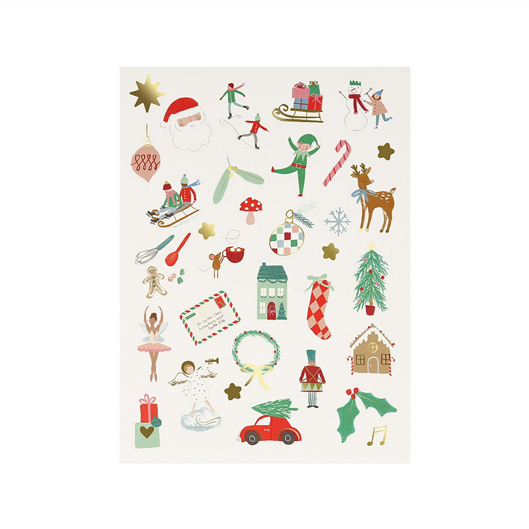 Collection of Christmas-themed illustrations on a white background