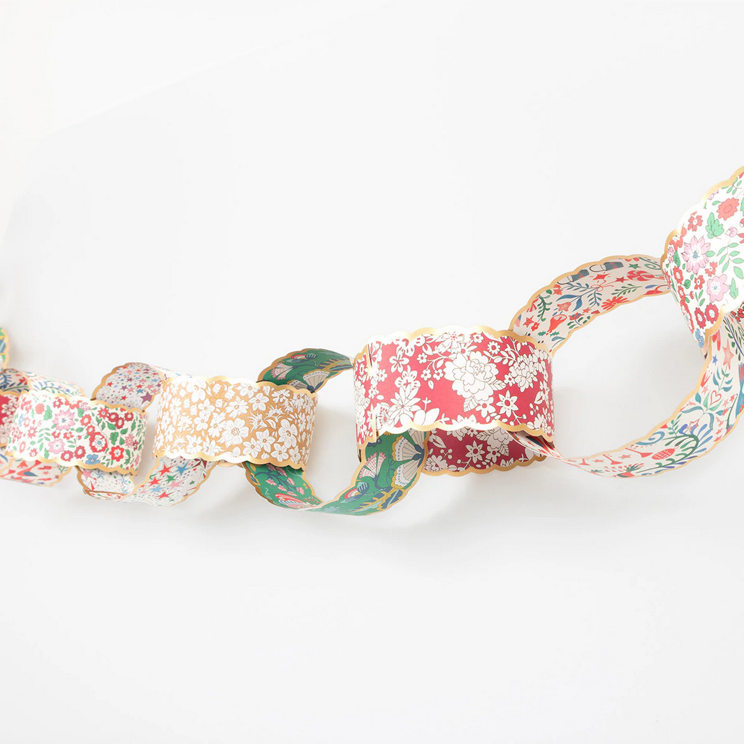 Decorative ribbon with floral patterns on a white background