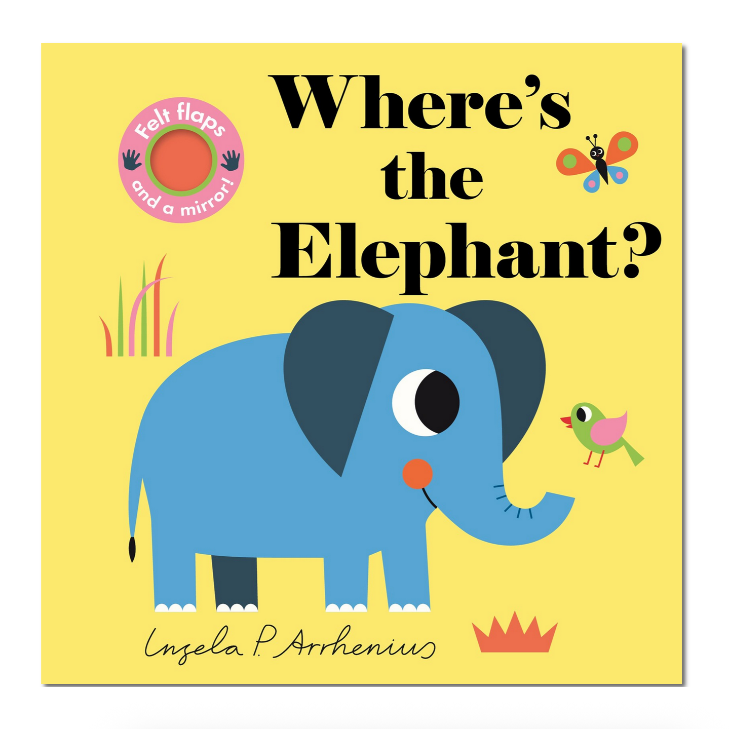 Book cover of 'Where's the Elephant?' with a blue elephant and yellow background