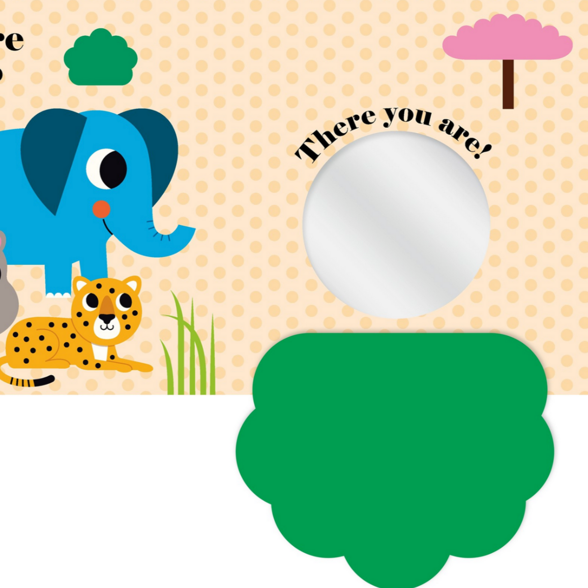 Children's book cover with cartoon animals and a question mark, featuring a white circle for a photo.