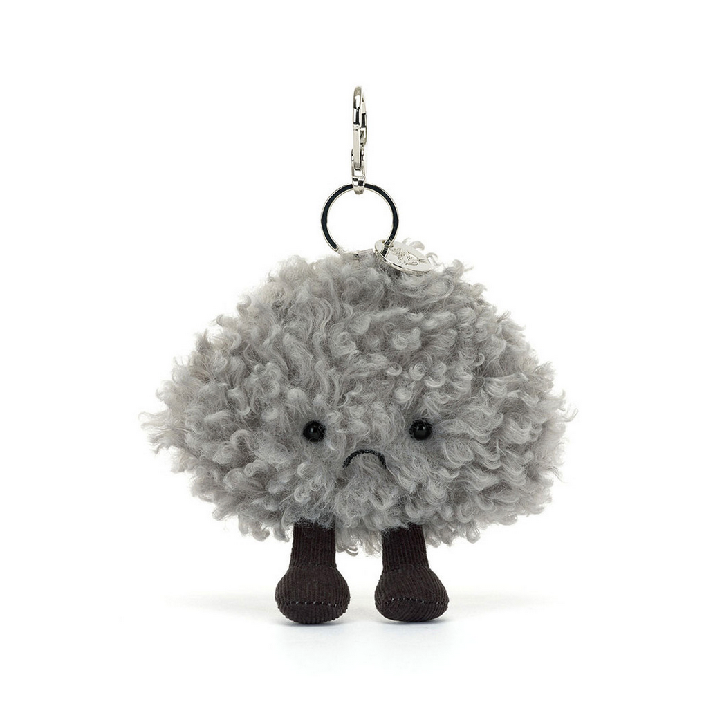 Plush keychain shaped like a sheep on a white background