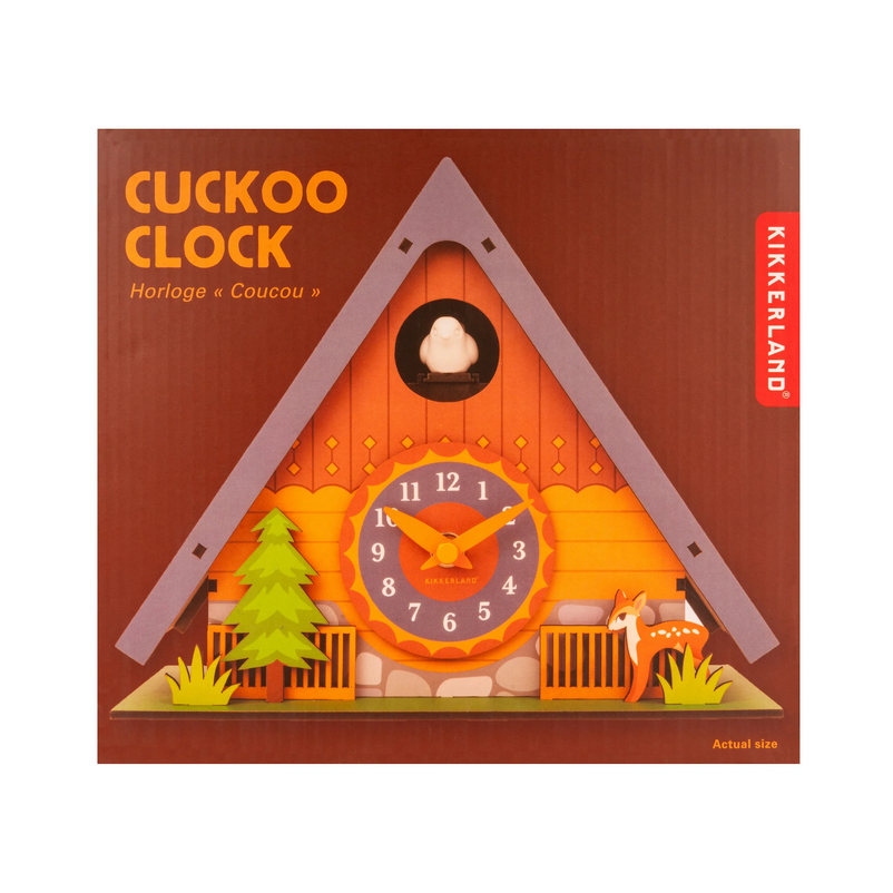 Cuckoo clock design on a Kikkerland product packaging