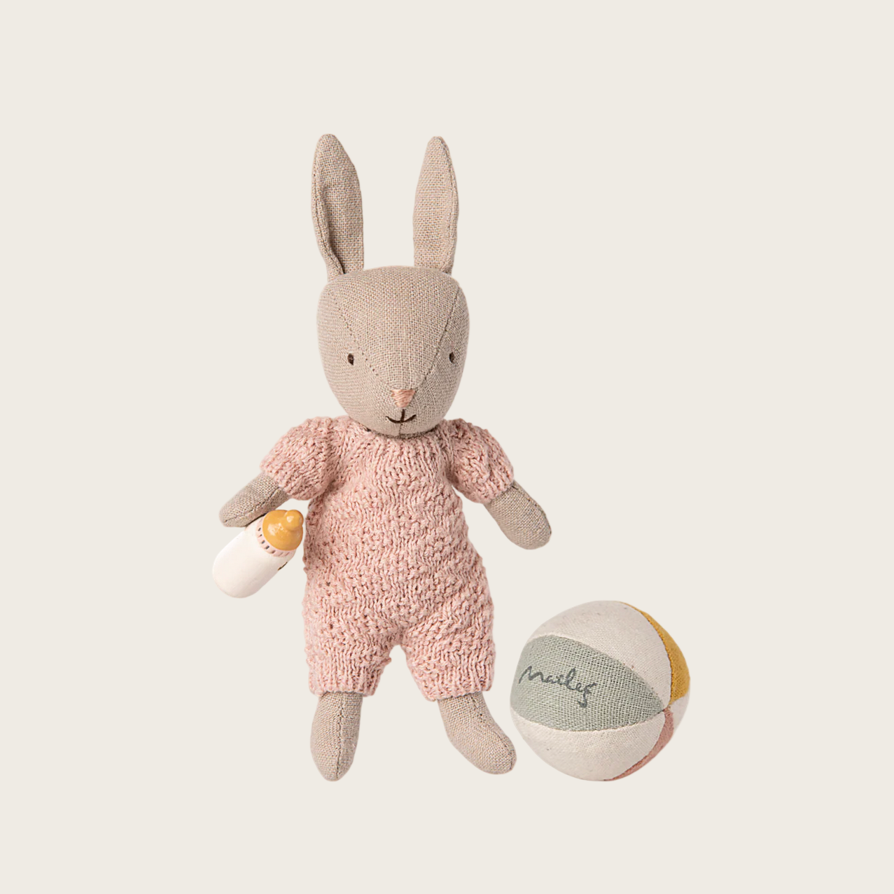 Stuffed rabbit toy with a ball