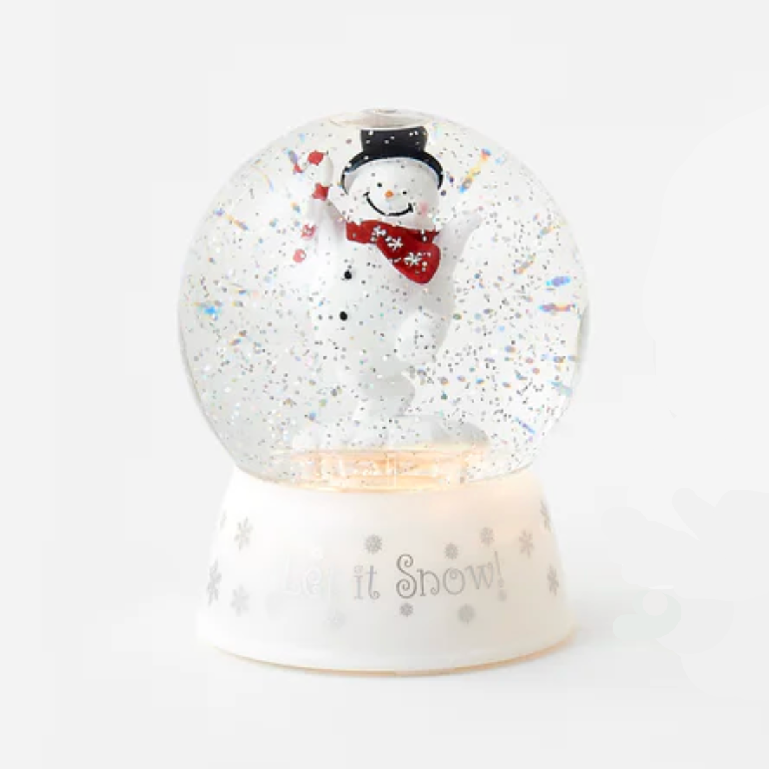 Two snow globes with snowmen on a white background