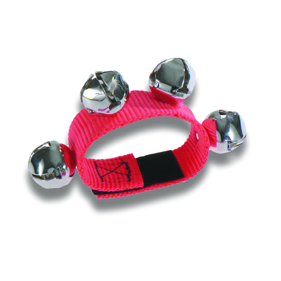 Red wristband with silver bells 