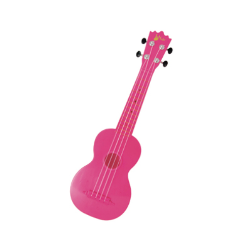 Pink ukulele on a white background