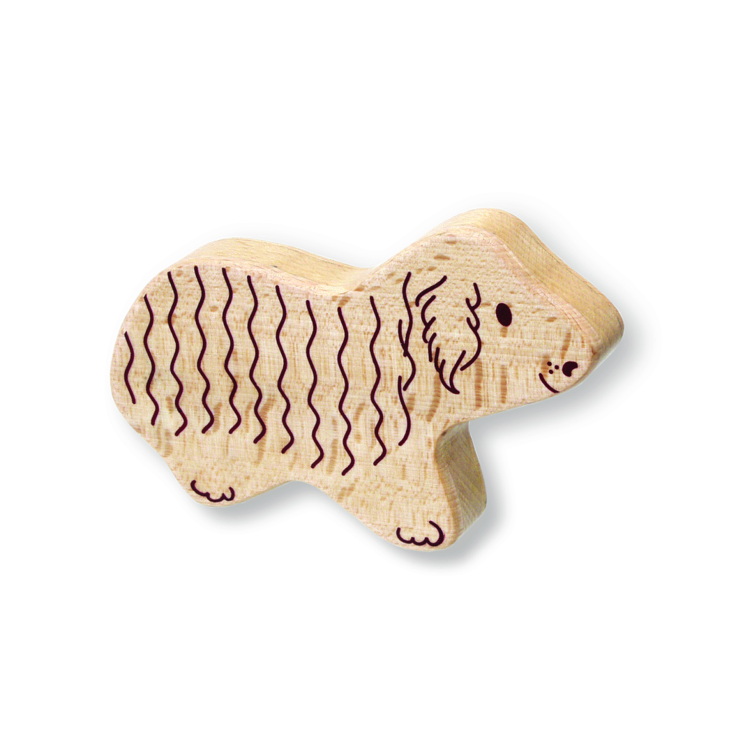 Wooden dog-shaped shaker