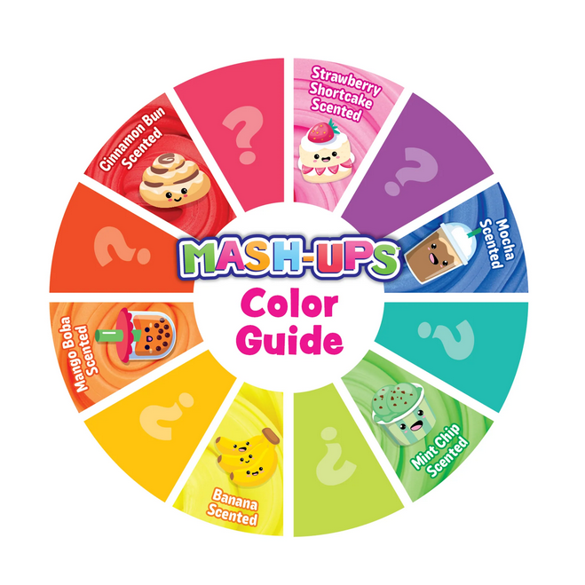 Color guide wheel with cartoon characters and text on a white background