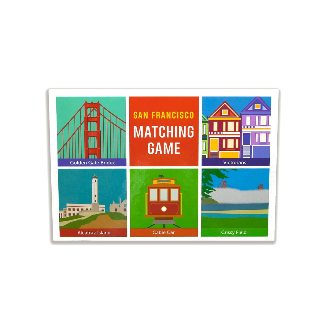 San Francisco matching game packaging with colorful illustrations on a white background