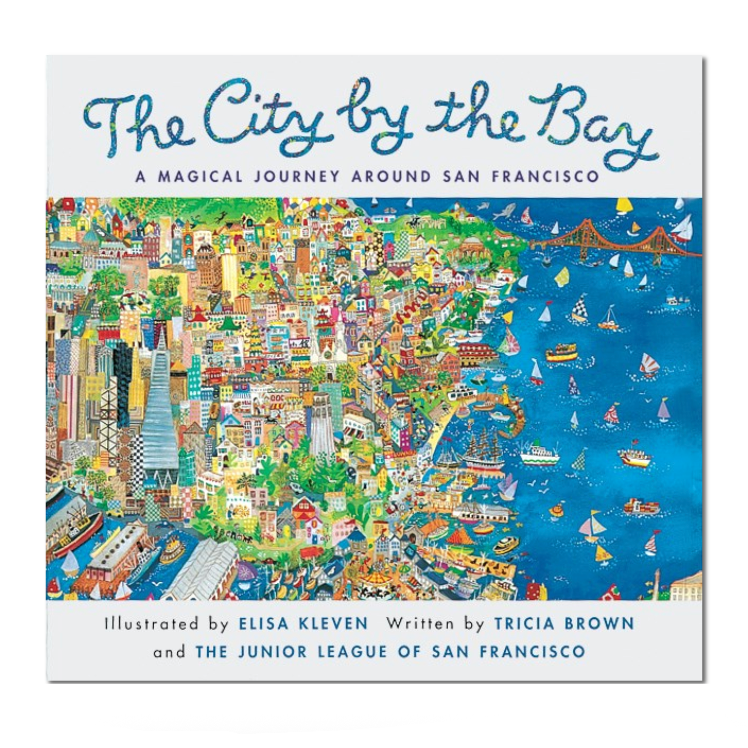 Book cover of 'The City by the Bay' with colorful illustration of San Francisco on a computer screen.