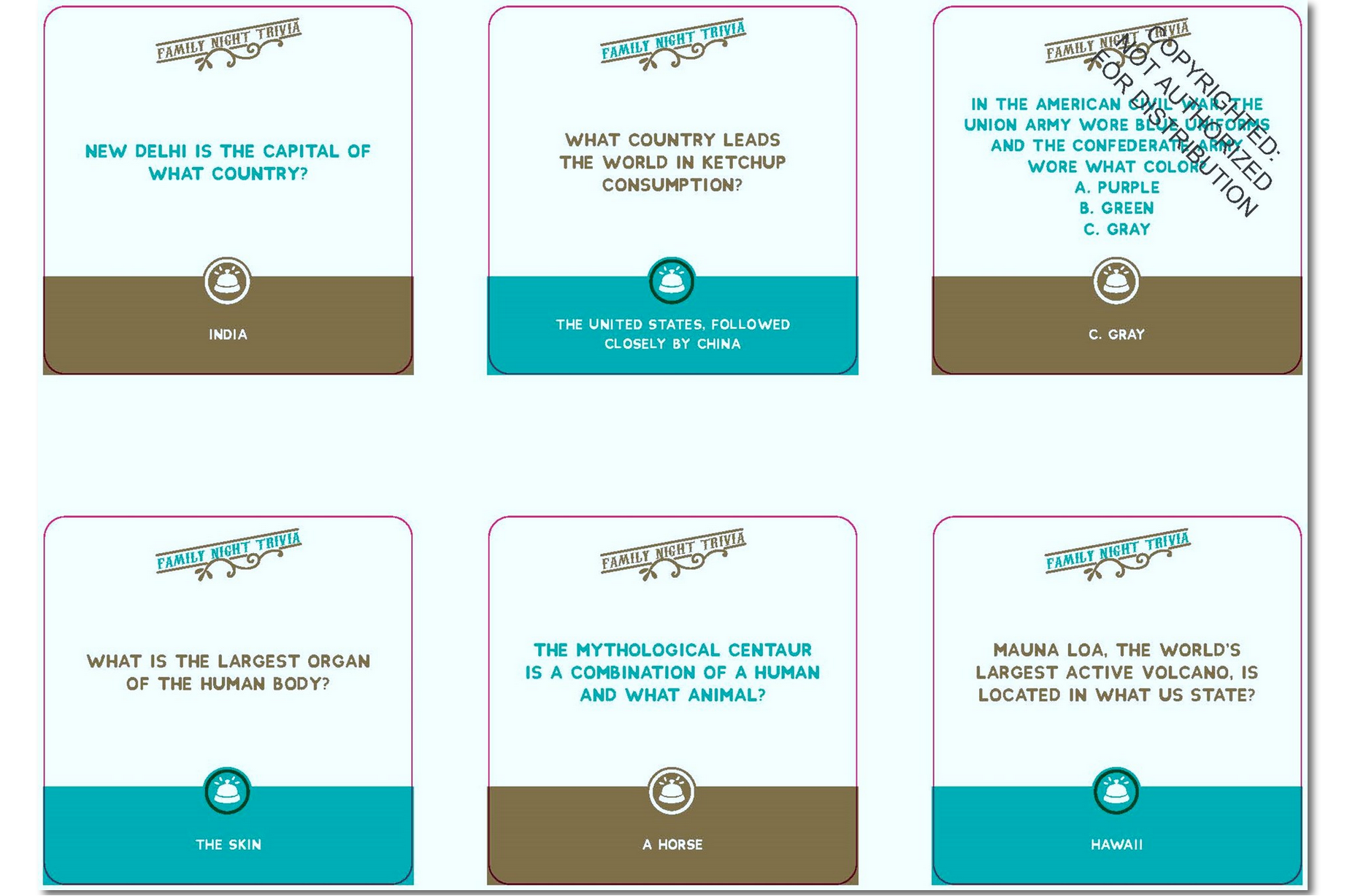 Set of educational geography flashcards on a white background