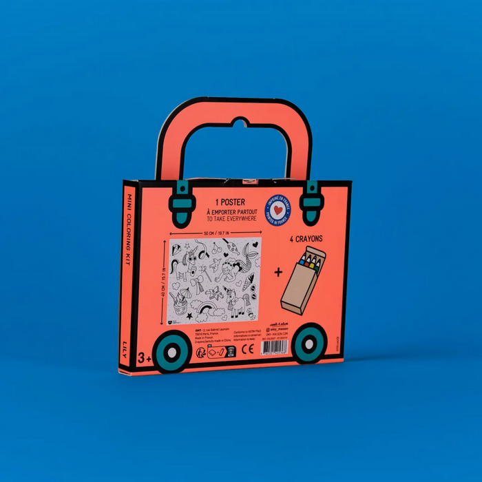 Cartoonish red bag with wheels and handles on a blue background