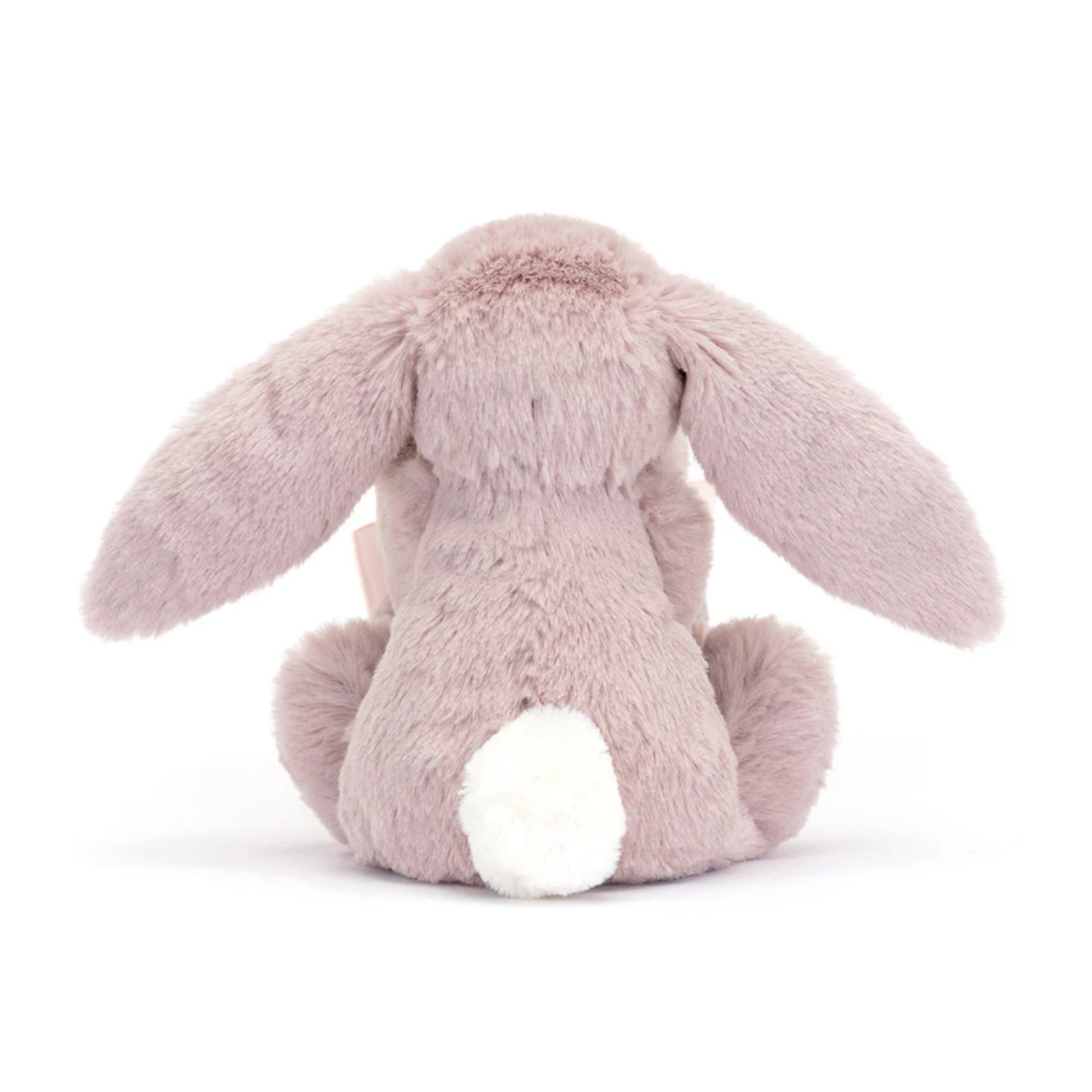 Plush bunny toy with a white paw on a white background