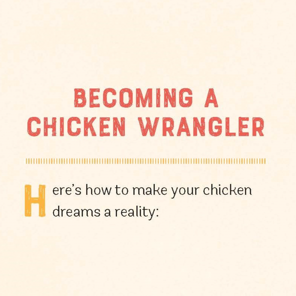 Text on a beige background about becoming a chicken wrangler