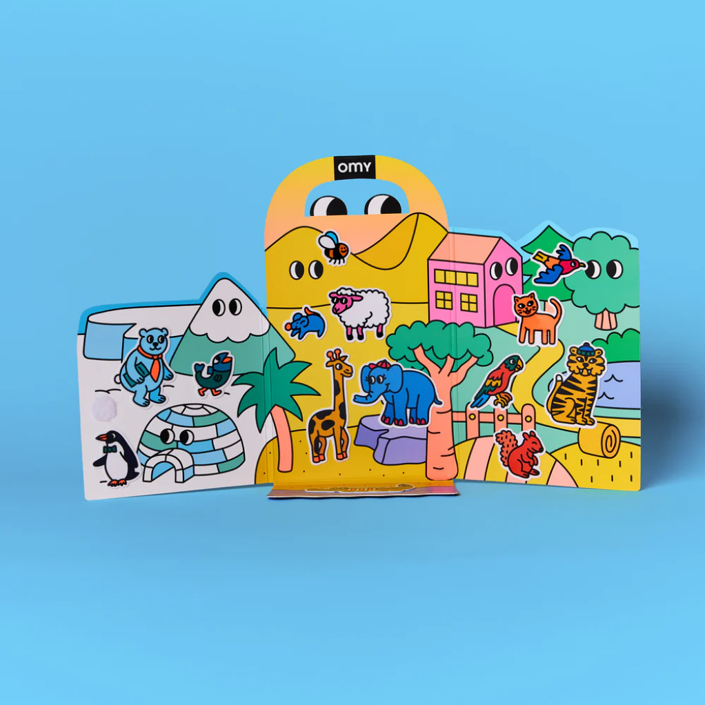 Children's book with colorful illustrations on a blue background