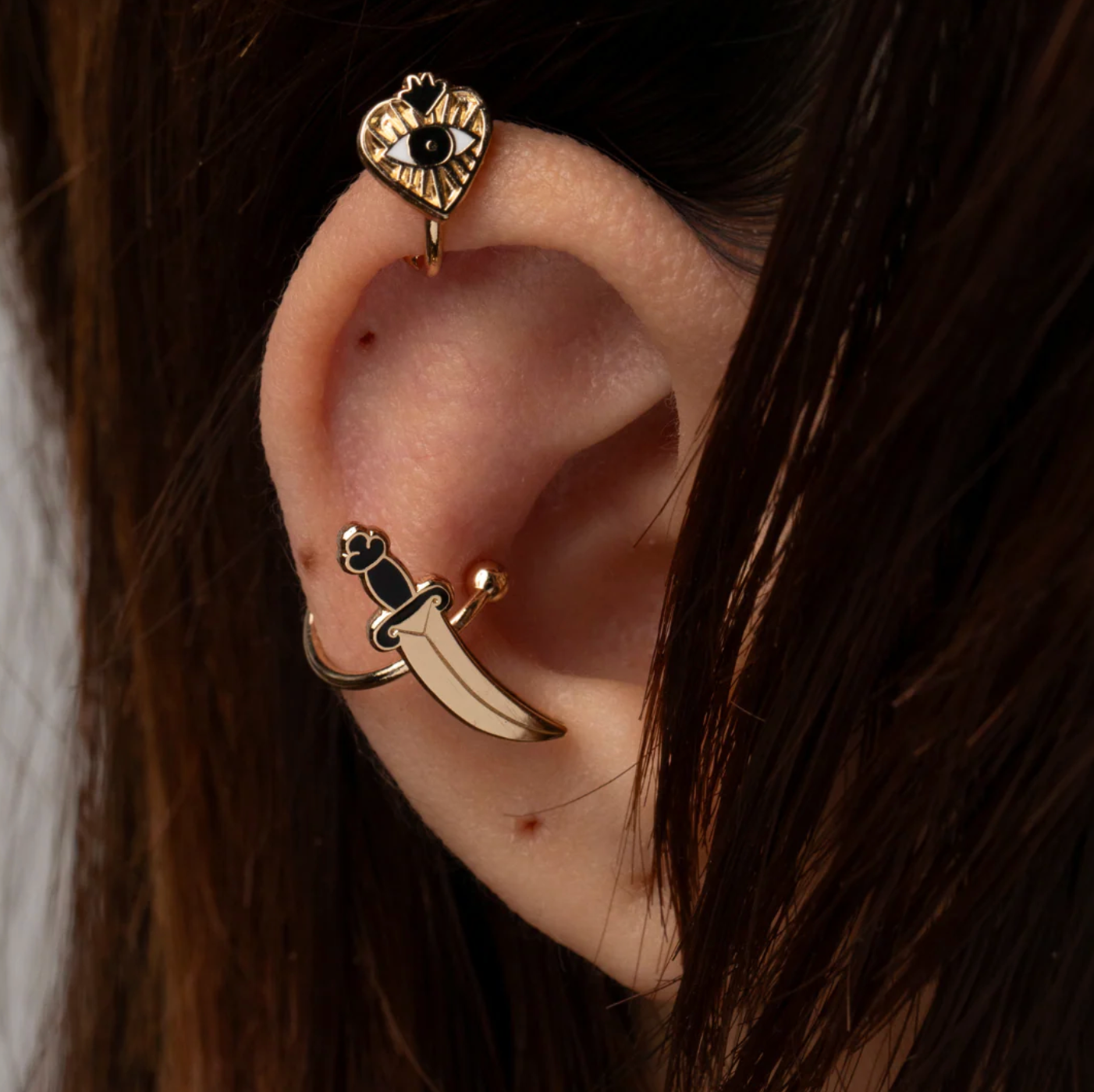 Heart & Dagger Ear Cuffs
