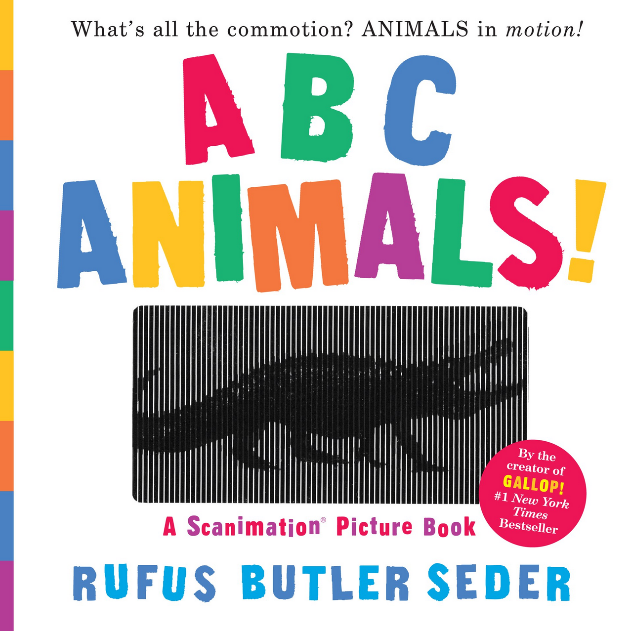 Book cover of 'ABC Animals!' with colorful text and a comb illustration.