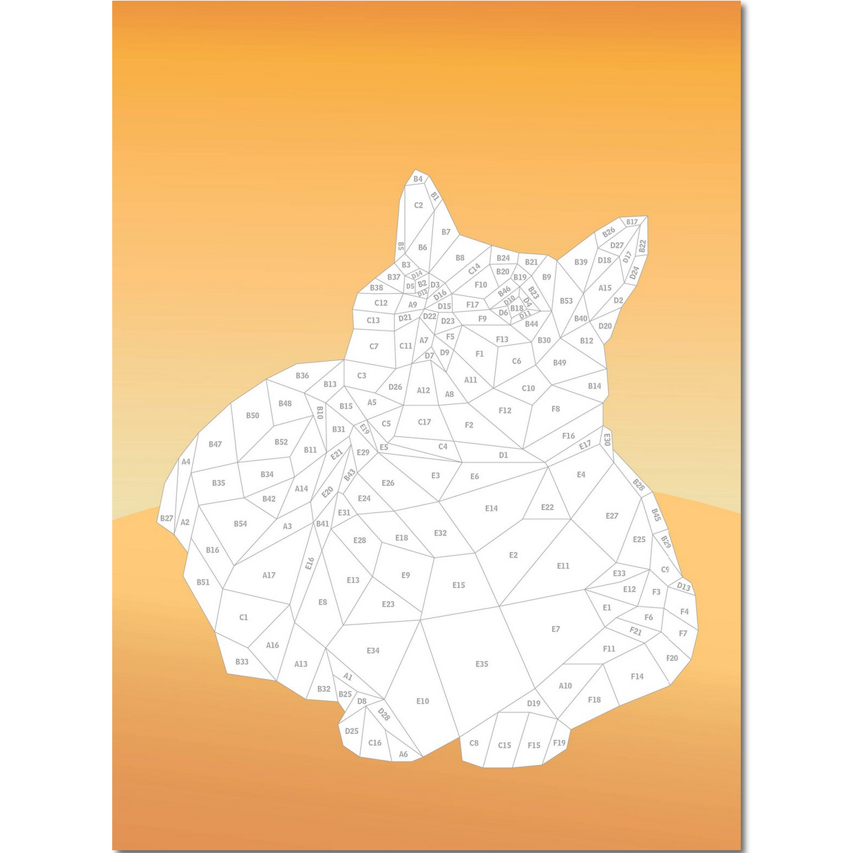White silhouette of a dog on an orange background
