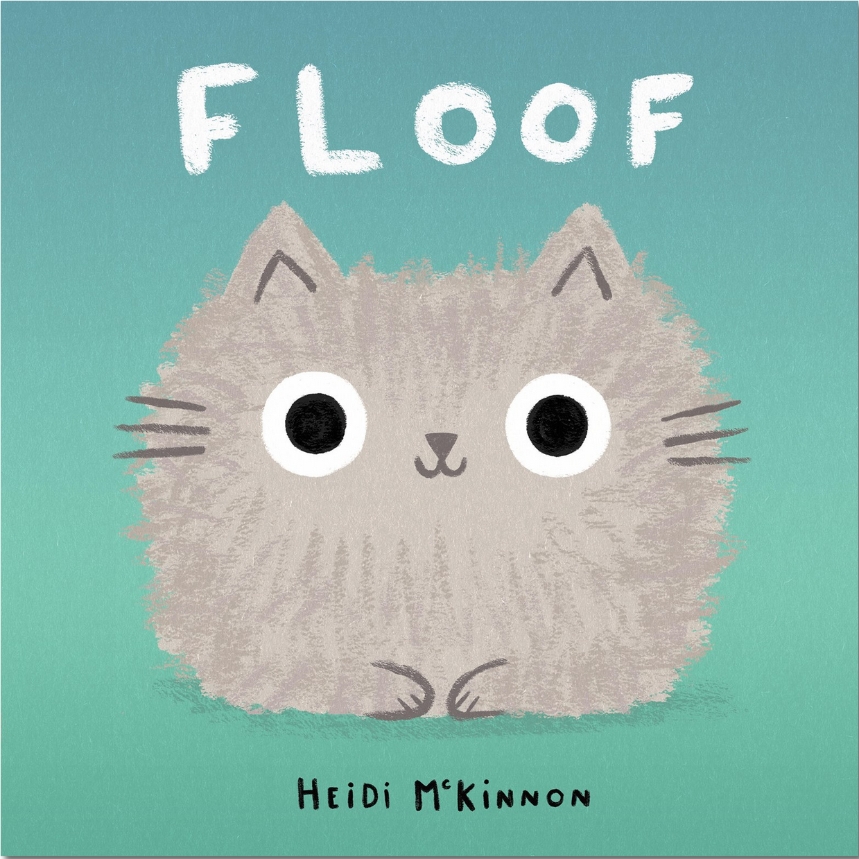 Book cover of 'Floof' with a fluffy cat illustration on a teal background