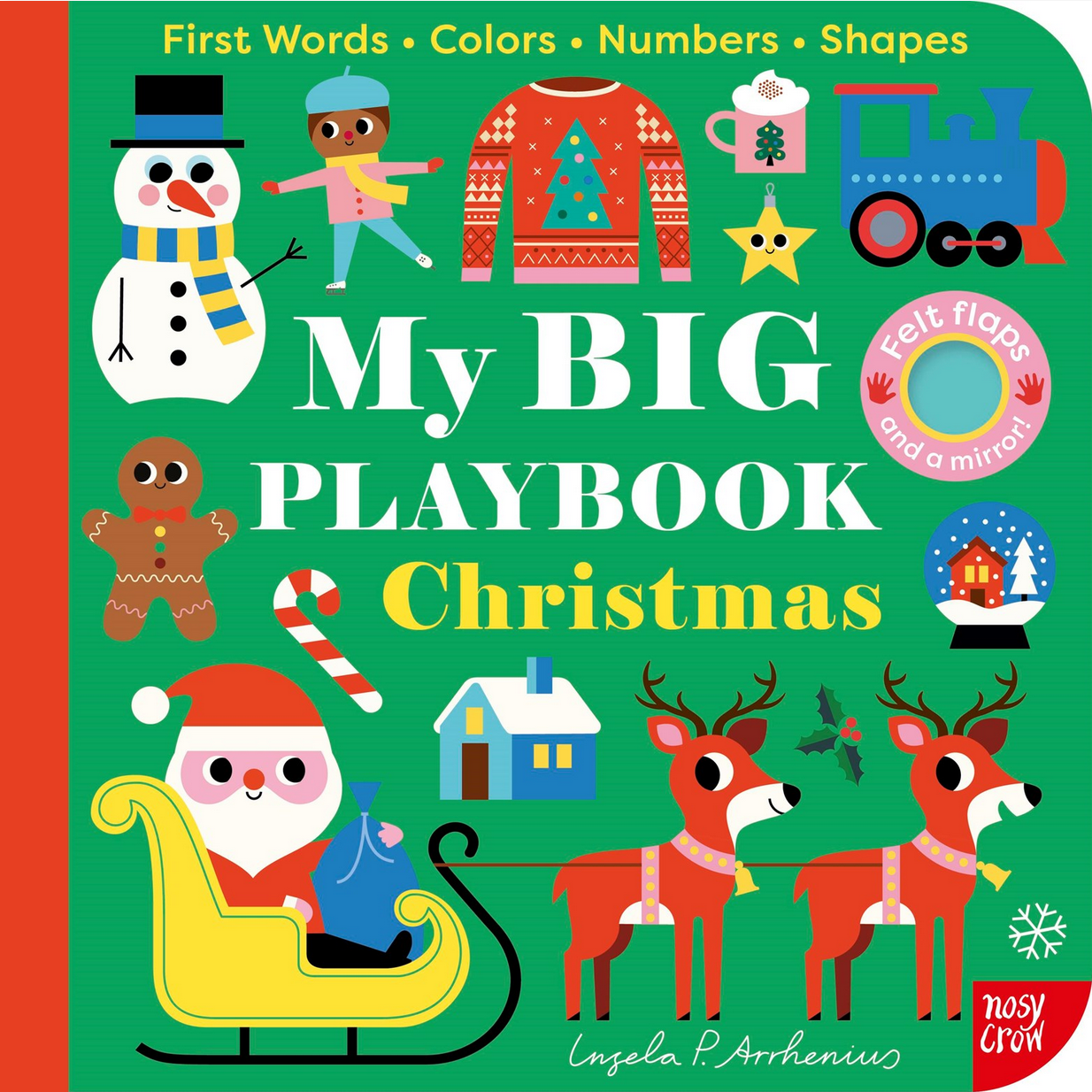 Book cover of 'My Big Playbook Christmas' with colorful illustrations on a green background.