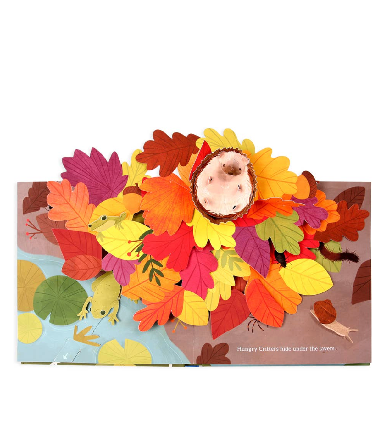 Colorful leaf puzzle with a hedgehog in the center 