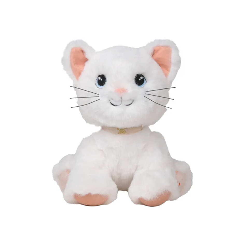 White plush cat toy on a white background