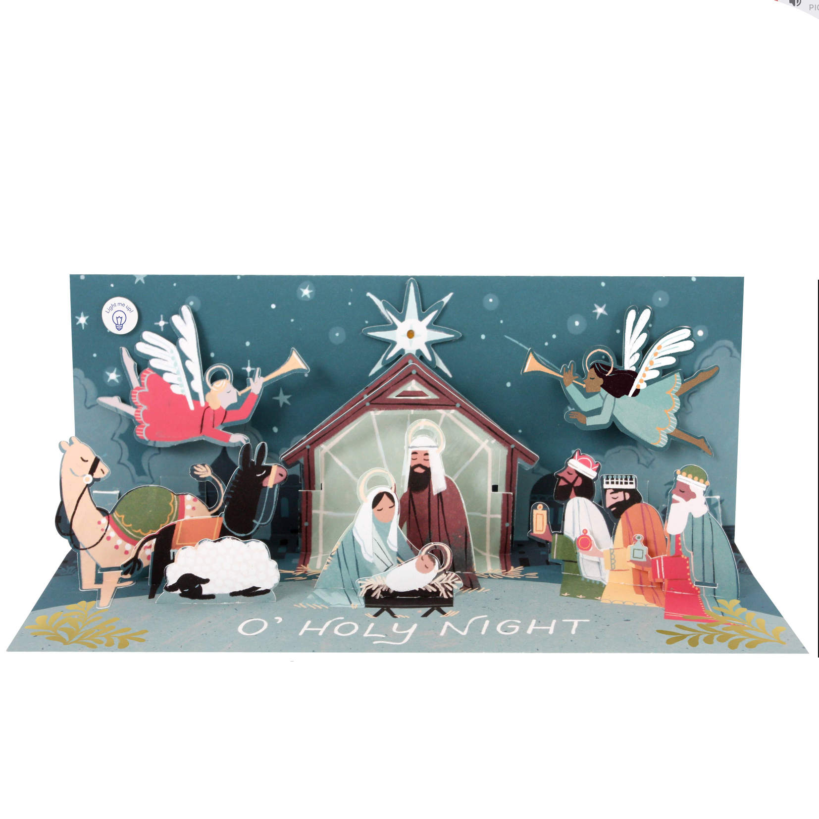 Illustration of the nativity scene with three wise men and angels 