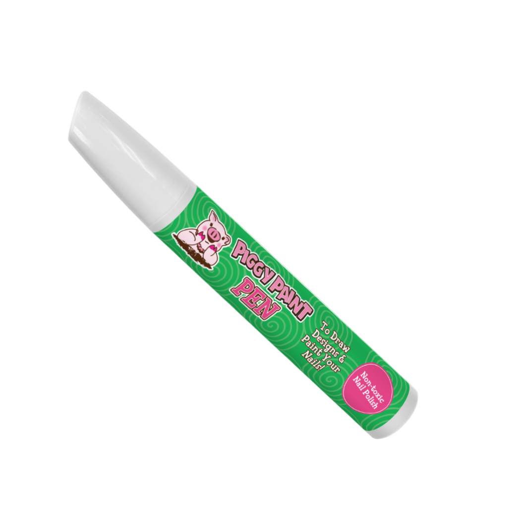 White marker with green label on a white background