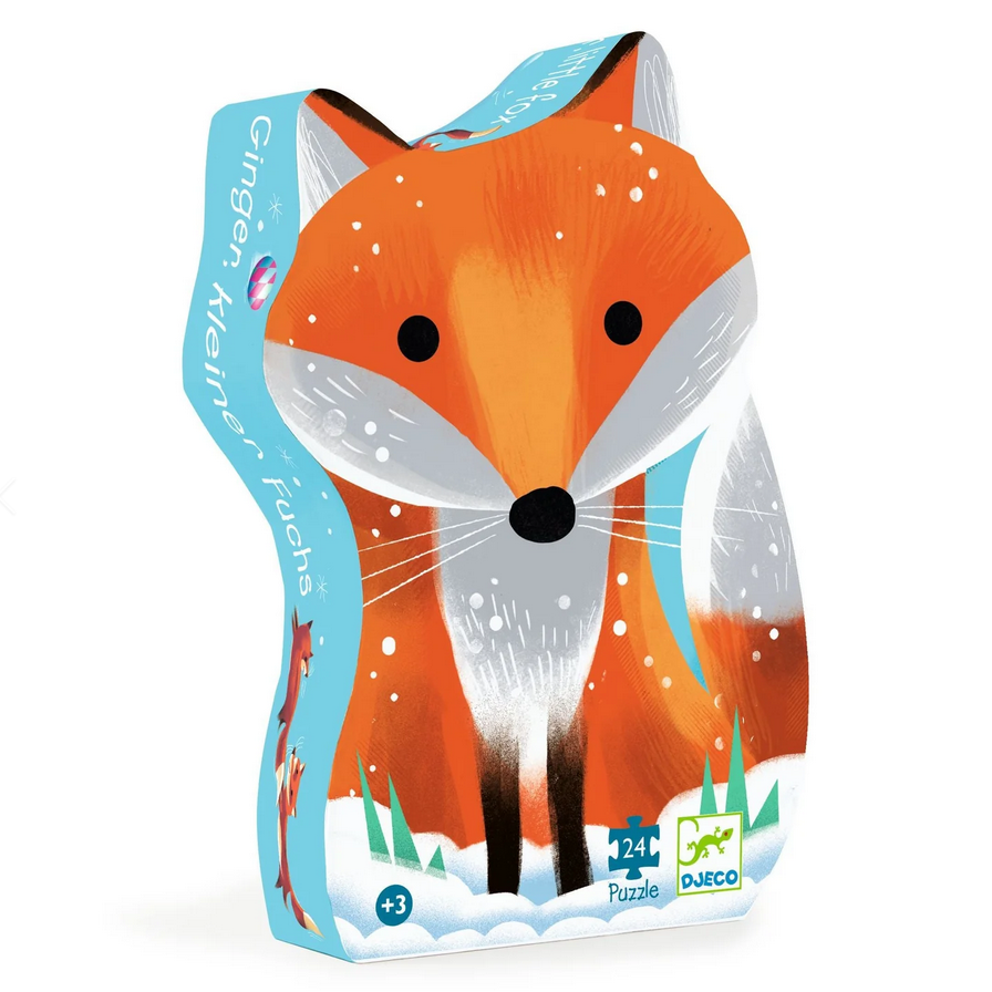 Puzzle box with a fox design on a white background