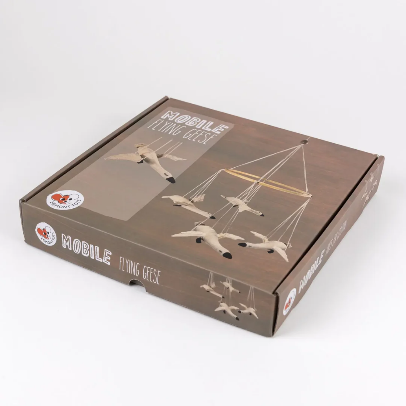 Box packaging of 'Mobile Flying Geese' toy on a white background