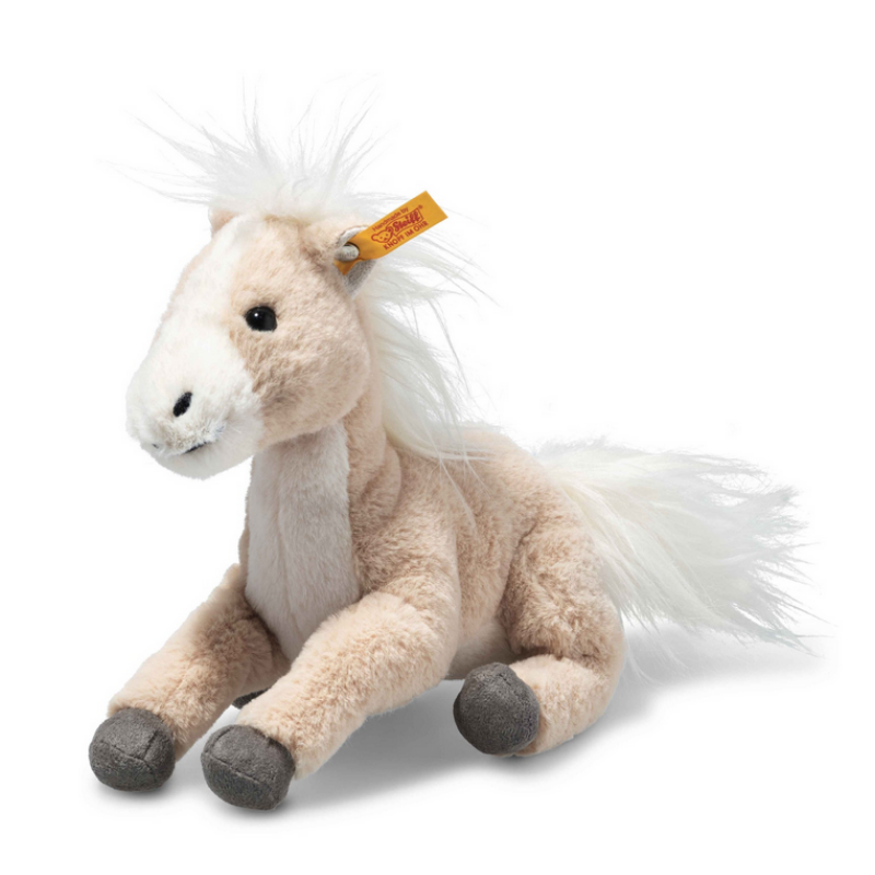 Plush horse toy on a white background