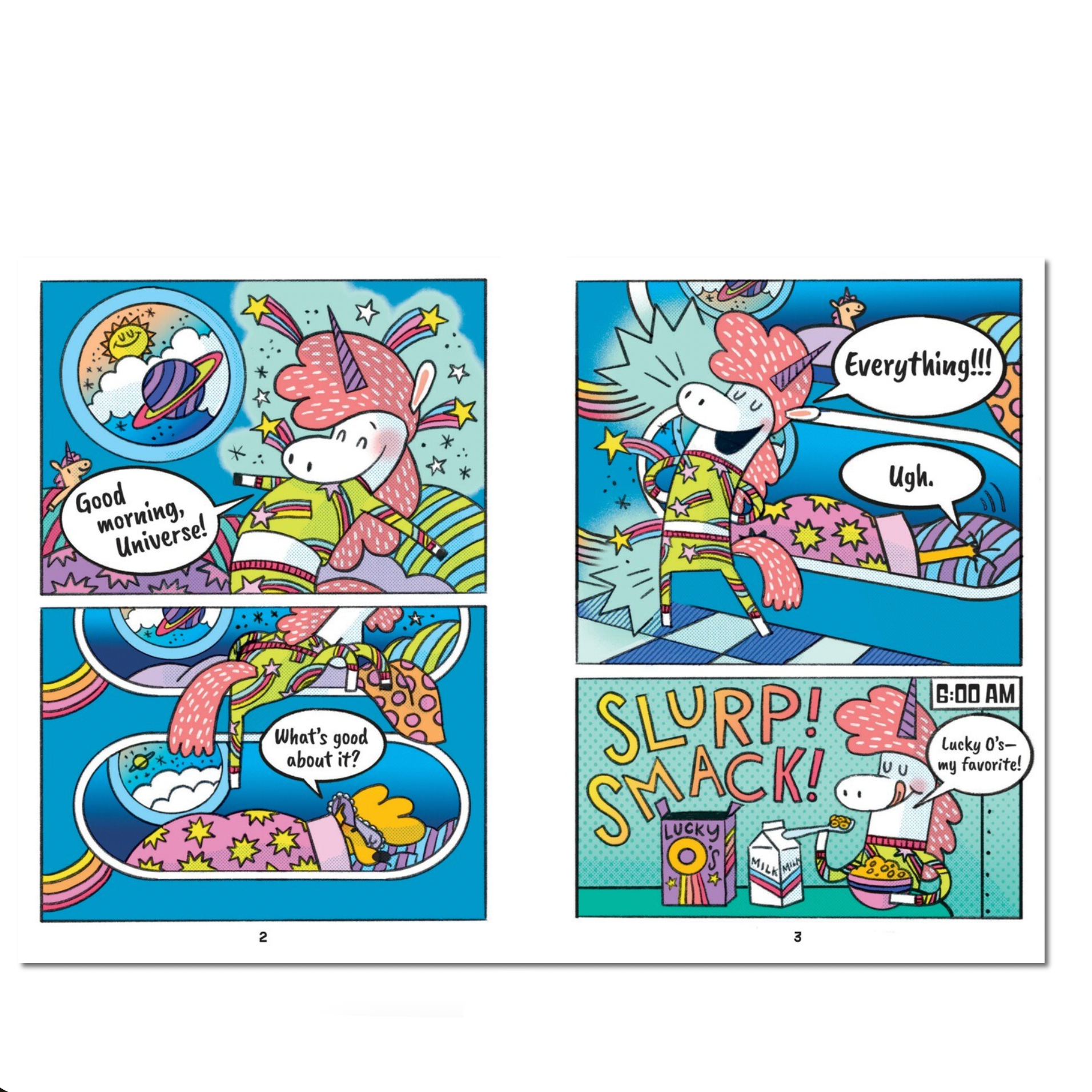 Comic strip with colorful illustrations on a computer screen
