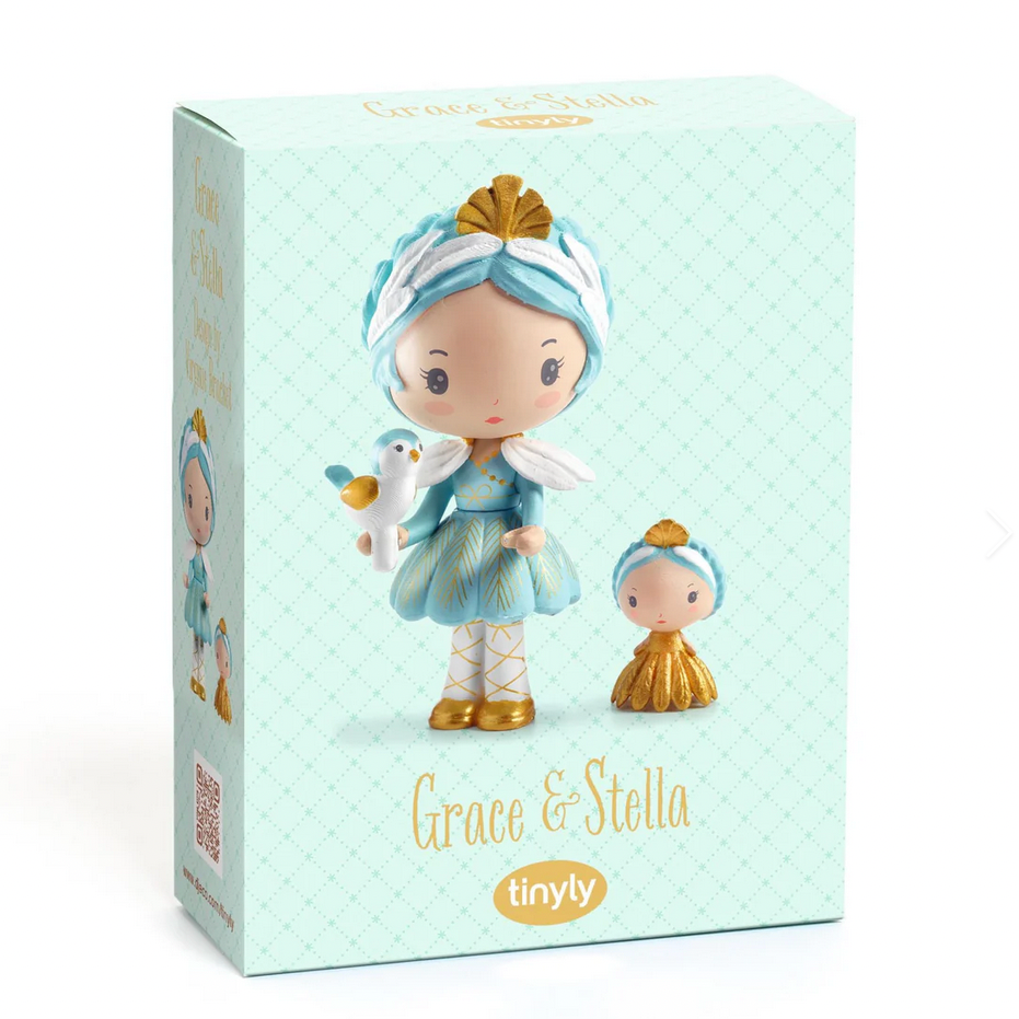 Toy figure packaging with 'Grace & Stella' branding 