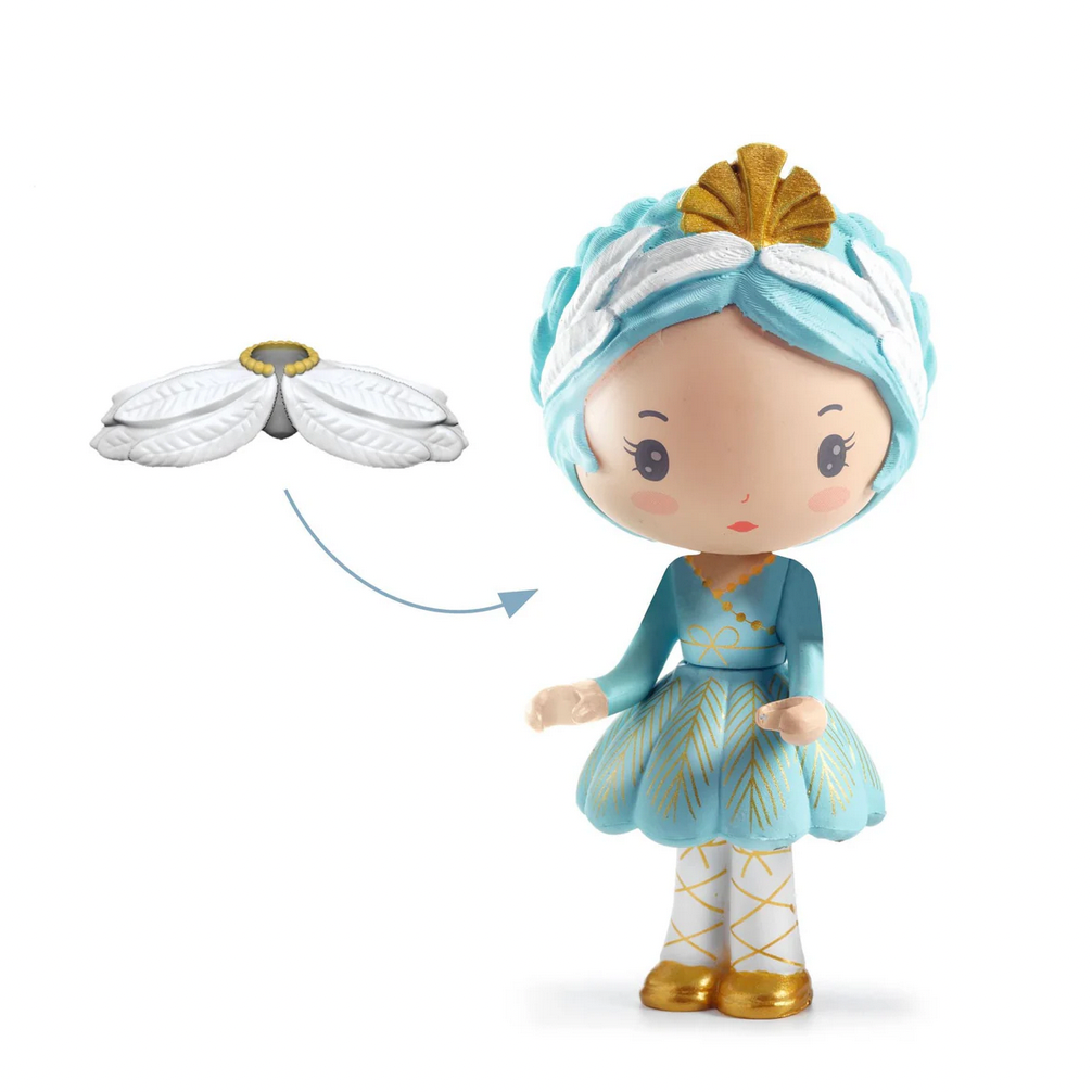 Toy figure with blue dress and turban on a white background