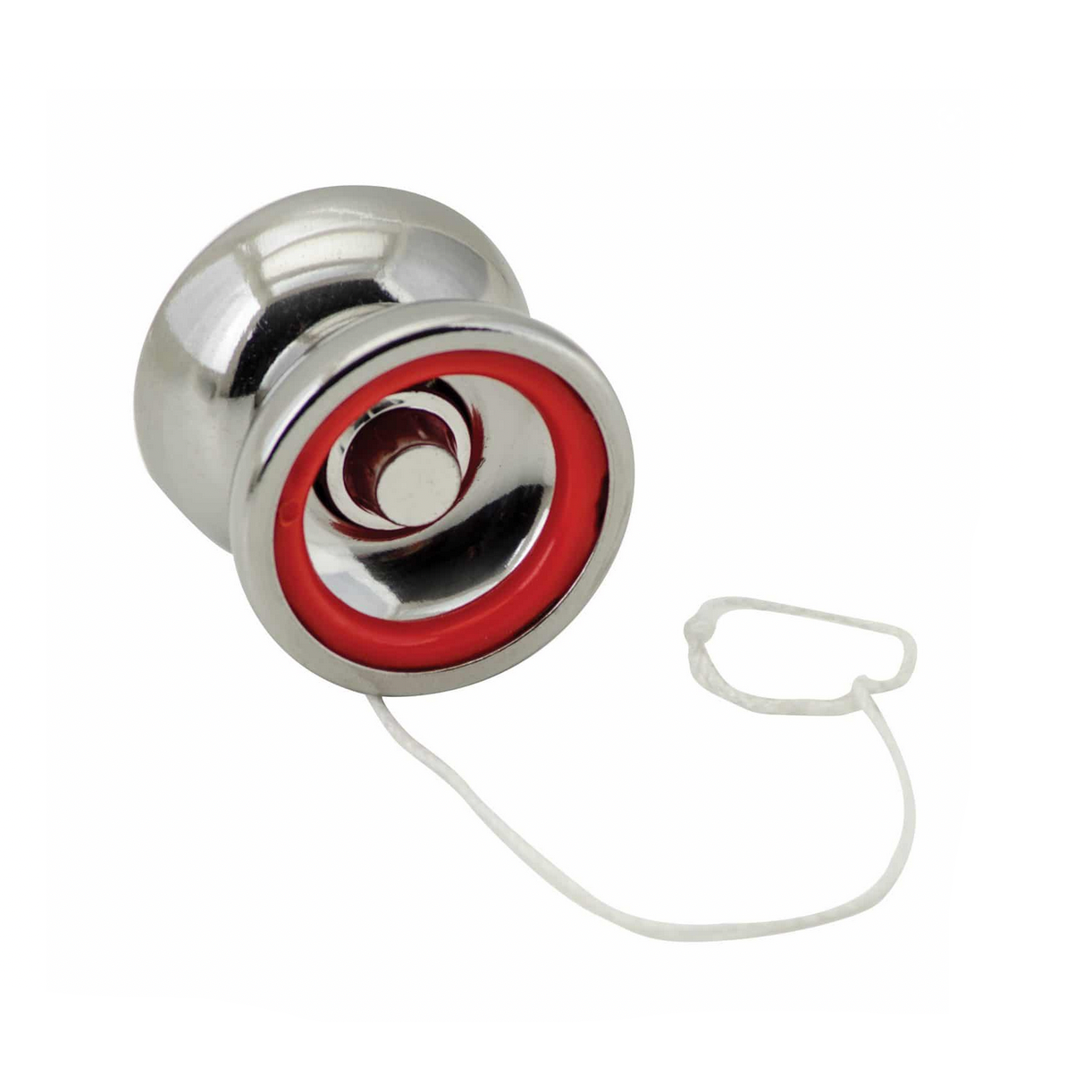 Silver and red yoyo on a white background 