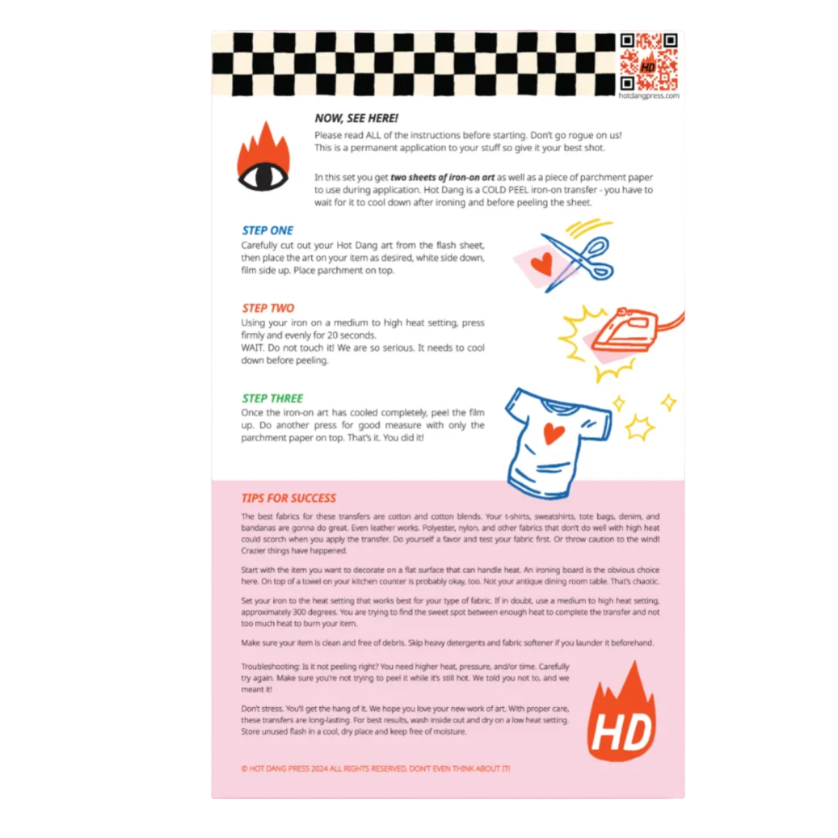 Instructions sheet for applying heat transfer vinyl with illustrations and text on a white background.