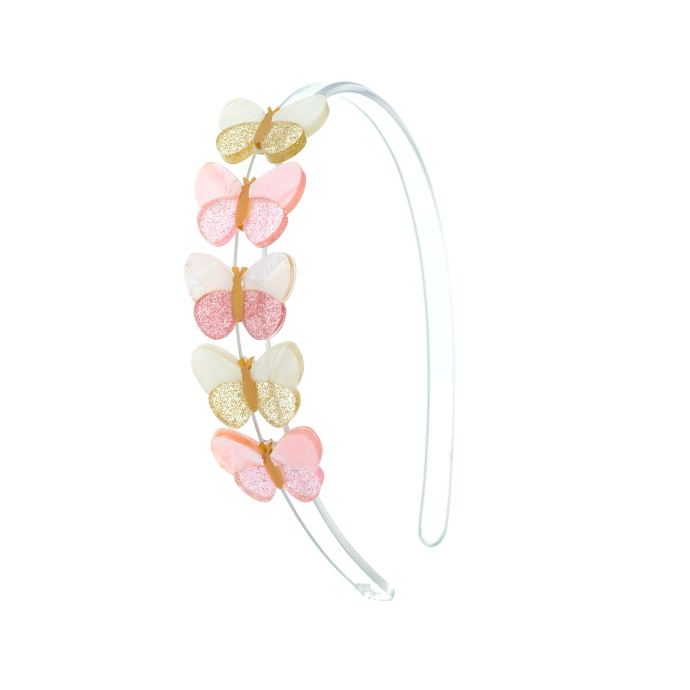 Butterfly-shaped hair accessories on a white background