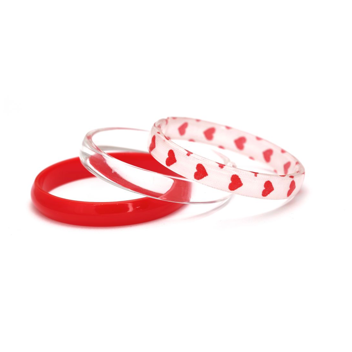 Three colorful bracelets on a white background