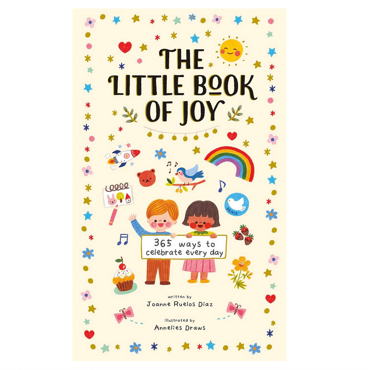 Book cover of 'The Little Book of Joy' with colorful illustrations on a white background