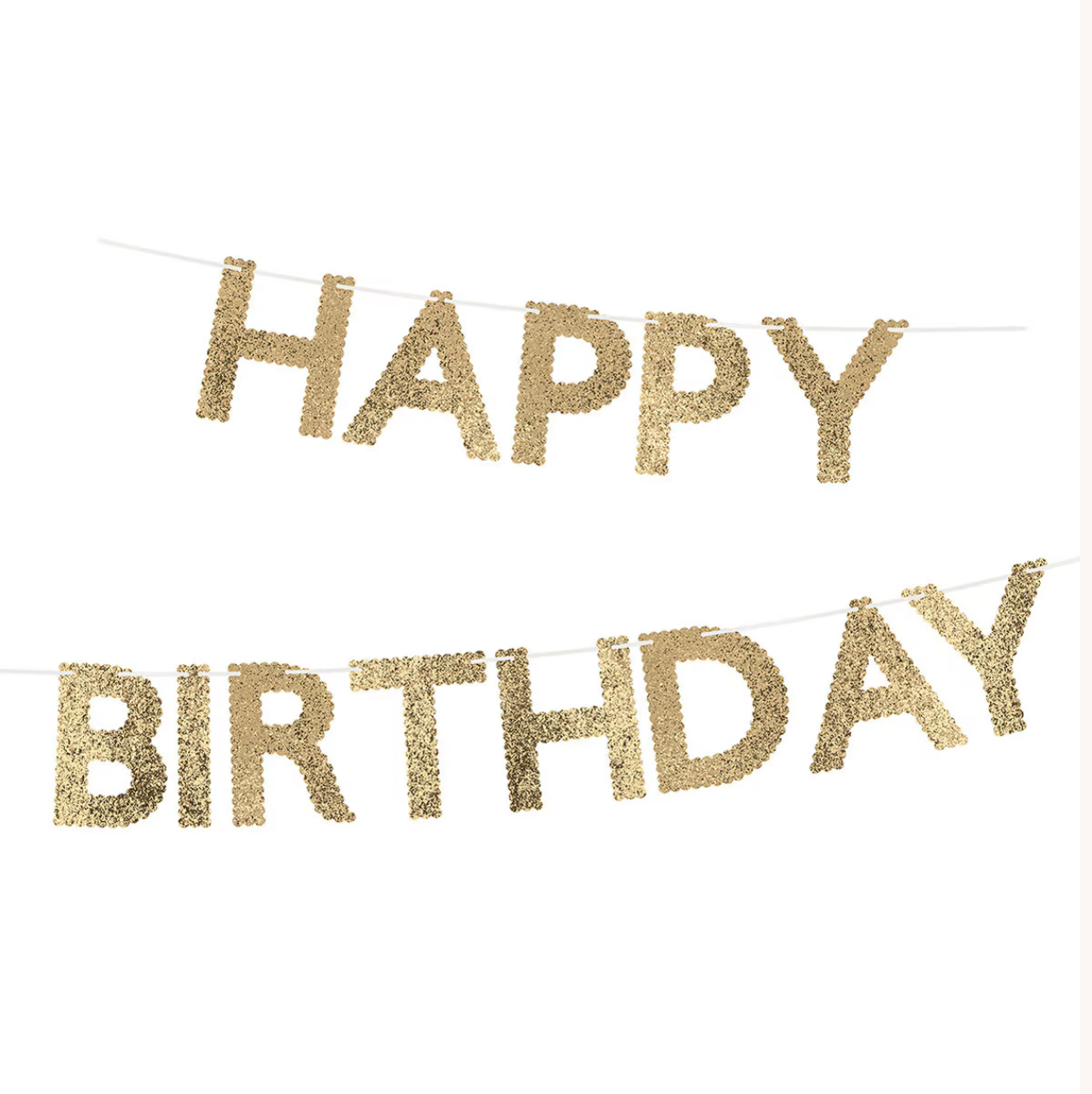Gold Glitter Fabric Happy Birthday Garland