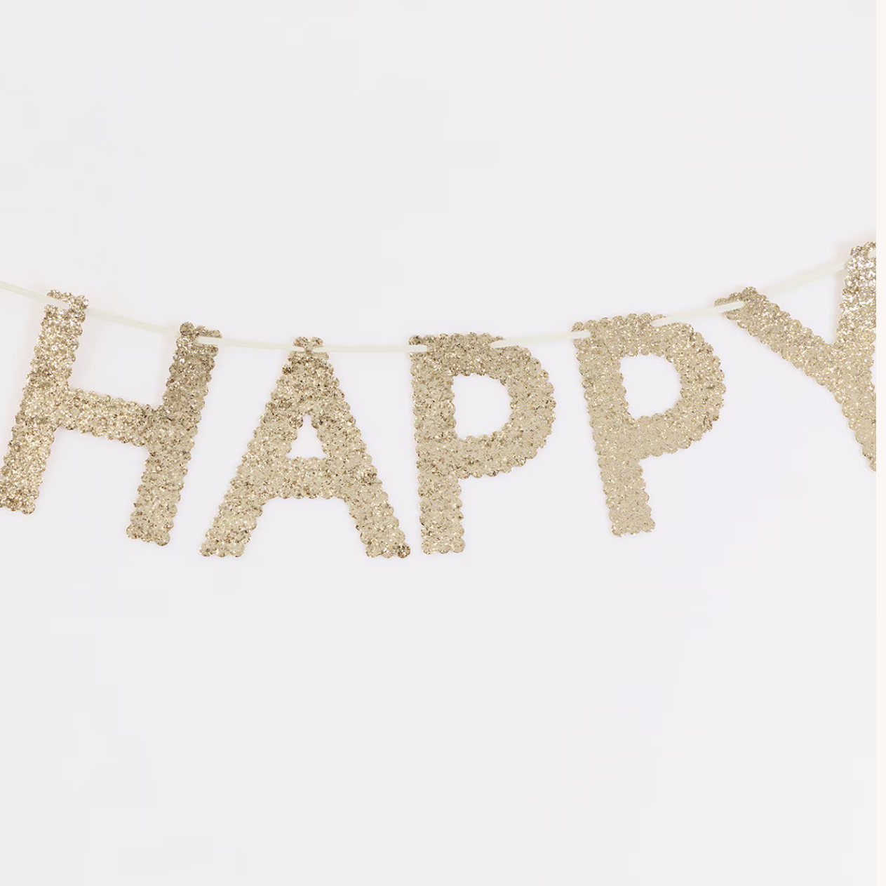 Gold Glitter Fabric Happy Birthday Garland