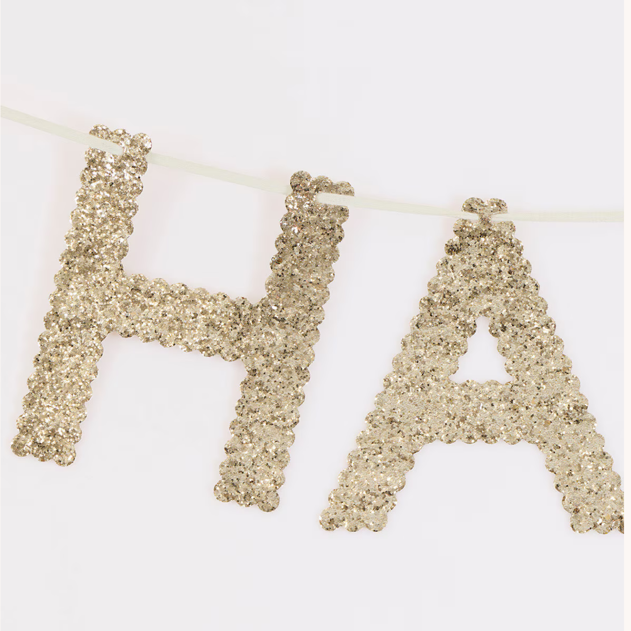 Gold Glitter Fabric Happy Birthday Garland
