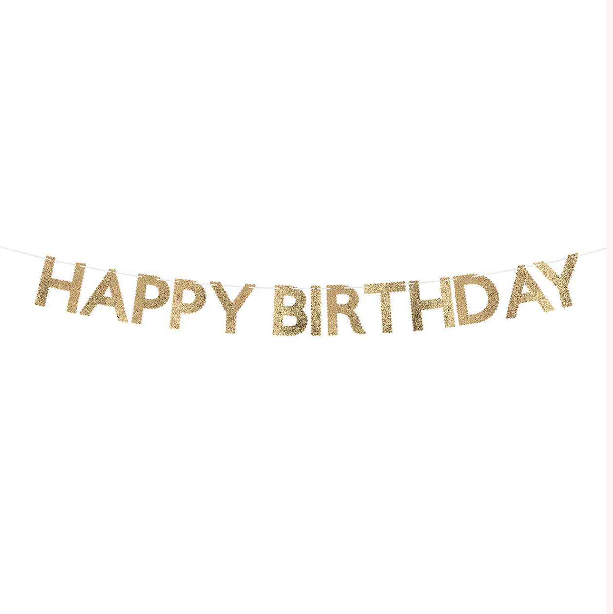 Gold Glitter Fabric Happy Birthday Garland