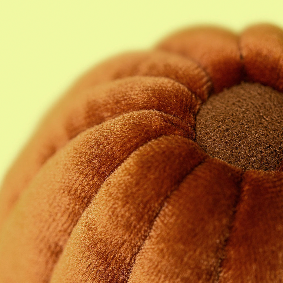 Close-up of a layered pastry with 'Amuseables Carole Canelé' text at the bottom.