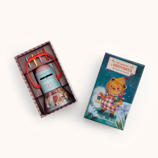 Two small boxes with cartoon characters on a white background