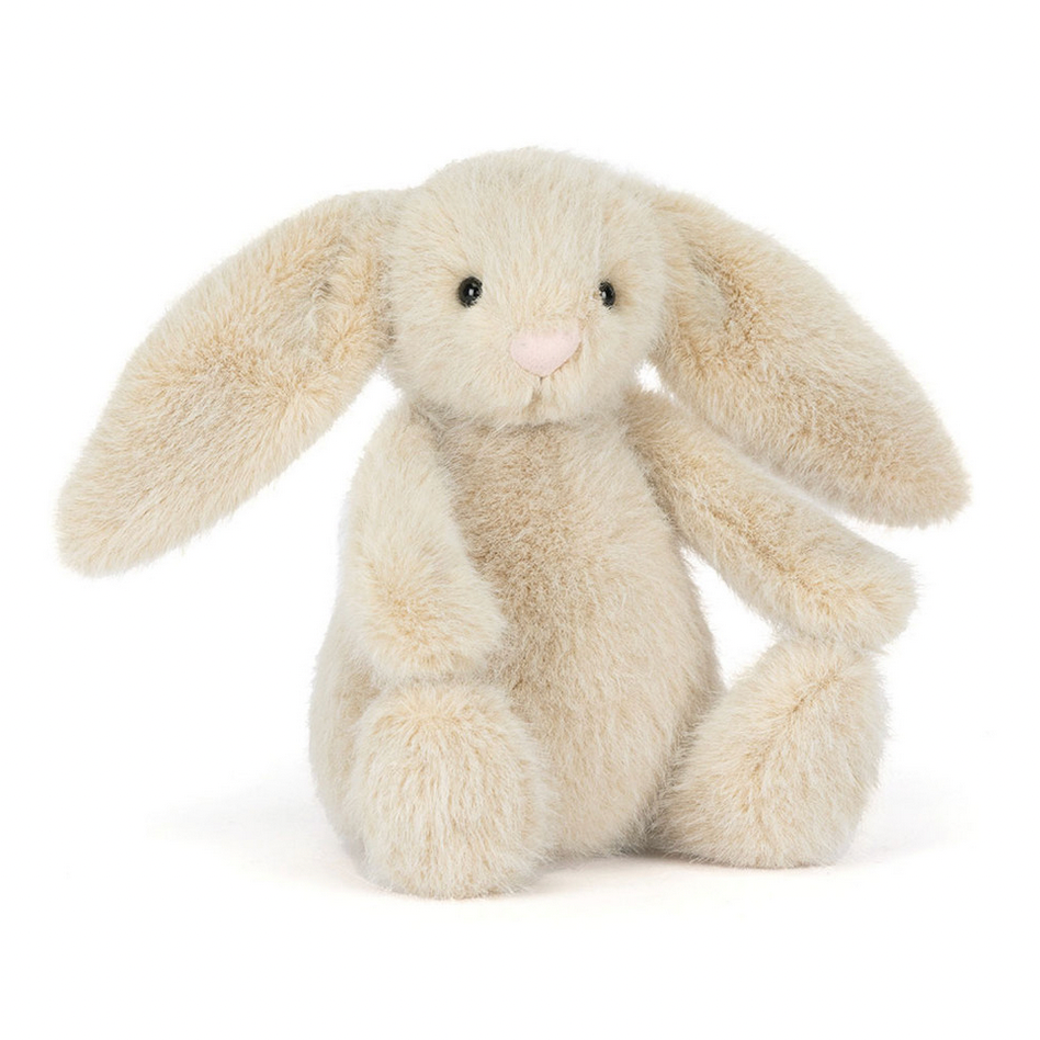 Stuffed bunny toy on a white background