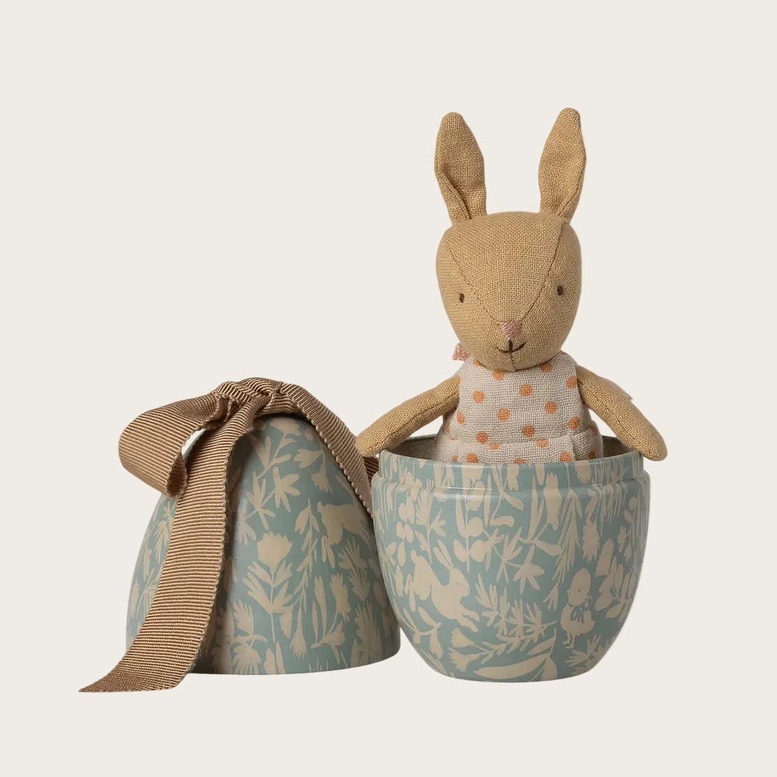 Small Easter egg with micro rabbit- Dusty blue