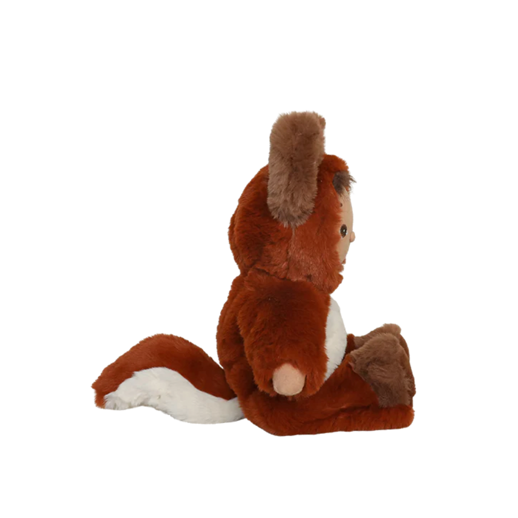 Plush toy squirrel on a white background