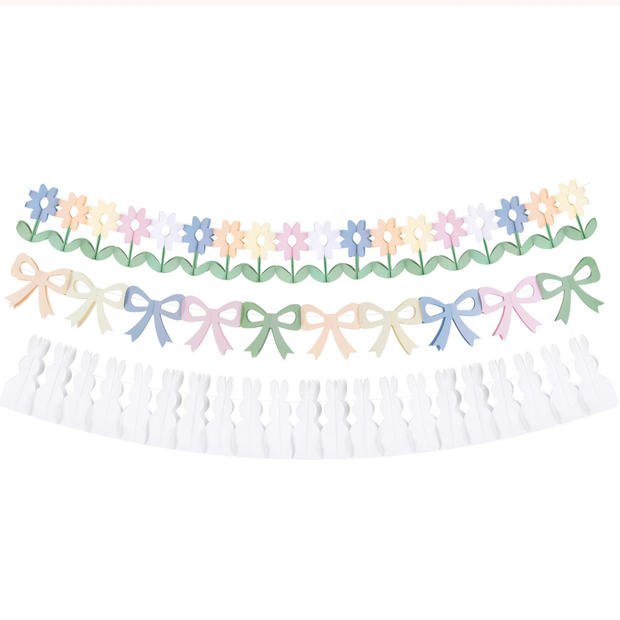 Decorative border with flowers and bows on a white background