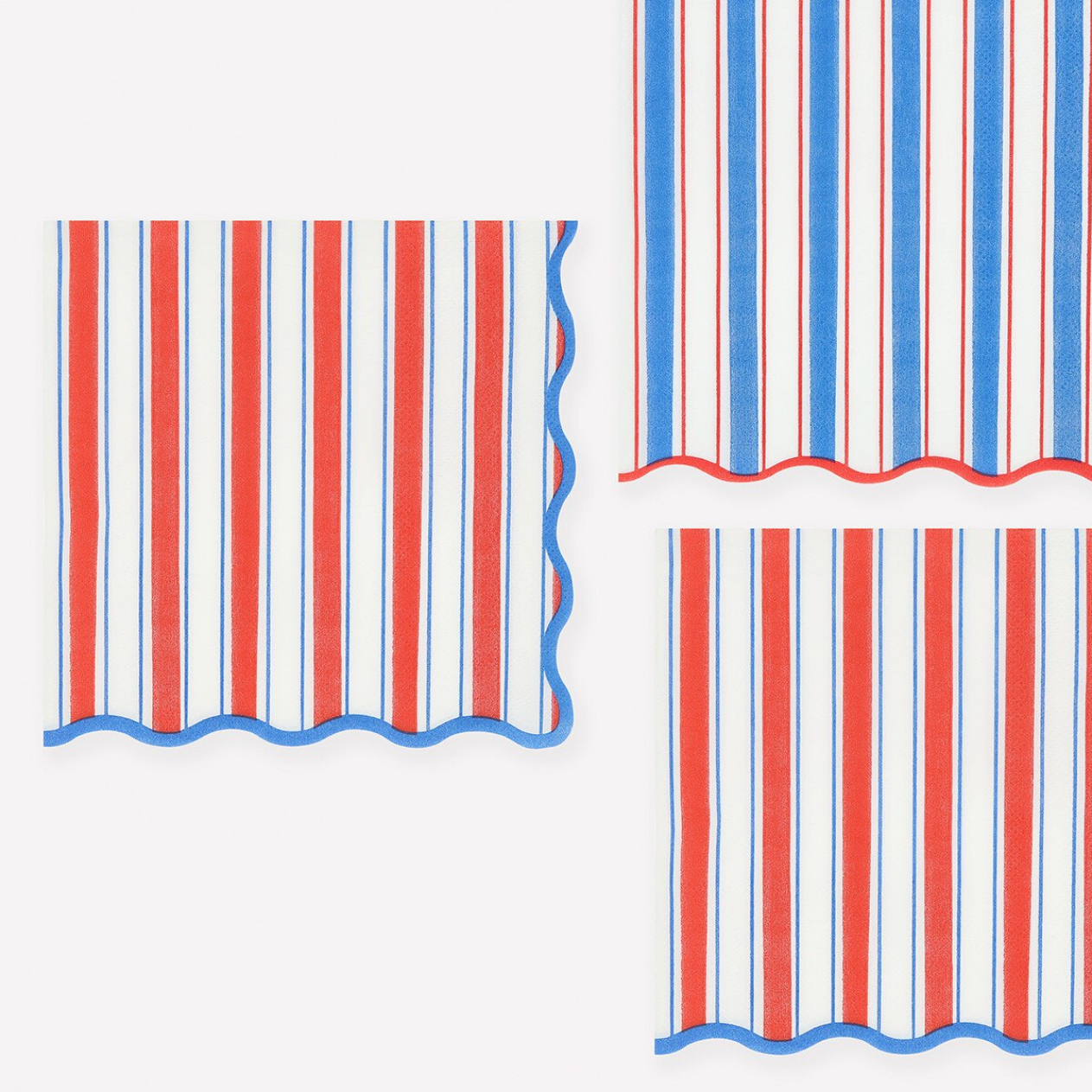 Red, white, and blue striped awning design on a white background